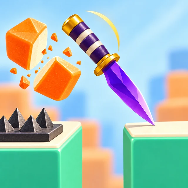 Purple knife flipping between platforms
